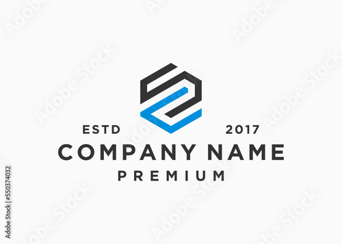 letter sc hexagon logo design vector illustration template