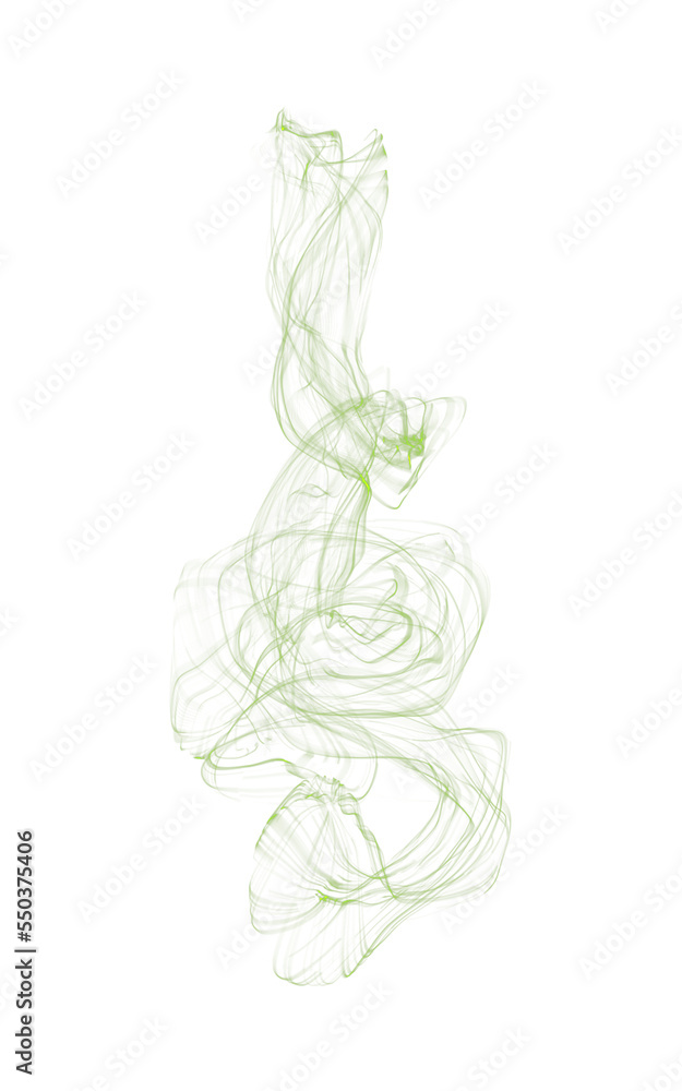Transparent flowing green smoke or steam on a transparent background. PNG