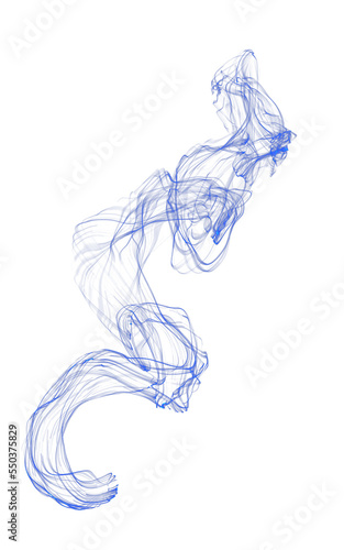 Transparent flowing blue smoke or steam on a transparent background. PNG