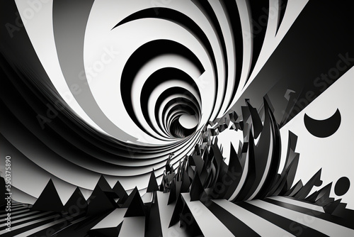 Wallpaper Mural midjourney illustration with crazy black and white abstract futuristic pattern Torontodigital.ca