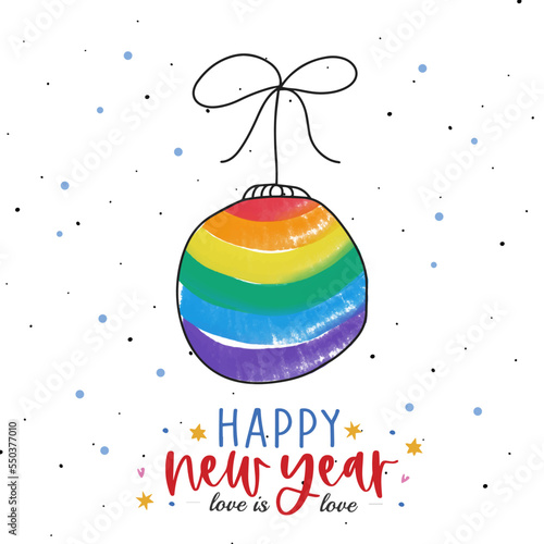 Christmas toy in rainbow colors, minimalism, lgbt