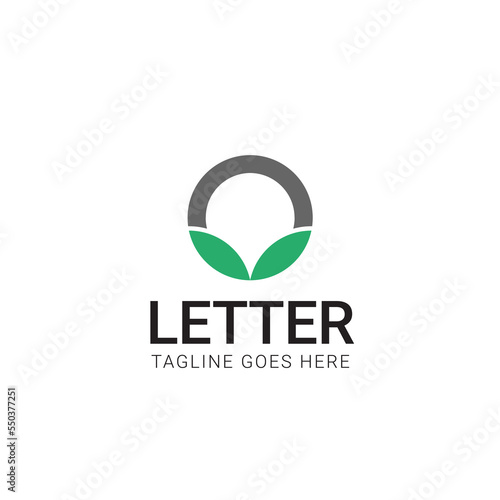 Letter O plus two leaf, leaves logo