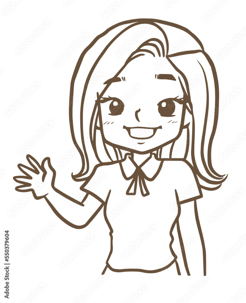 Girl cartoon doodle kawaii anime coloring page cute illustration