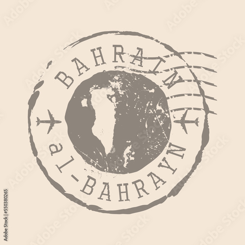 Stamp Postal of Bahrain. Map Silhouette rubber Seal.  Design Retro Travel. Seal of Map Bahrain grunge  for your design.  EPS10