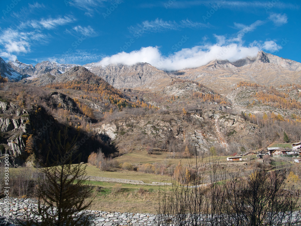 In autumn along  in the municipality of Rhêmes-Notre-Dame, in the Aosta Valley, Italy