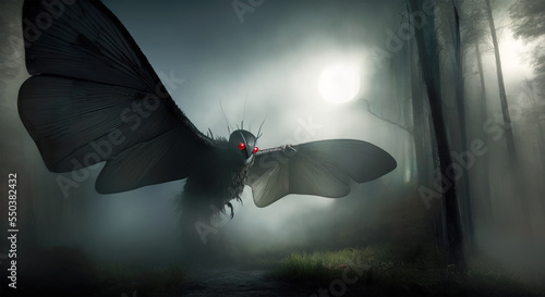 Tela The Mothman is a cryptid with glowing red eyes