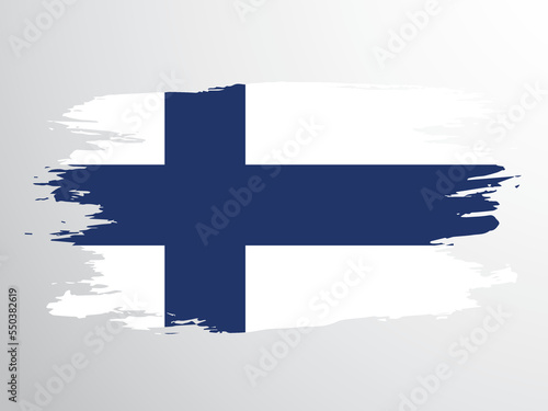 Vector flag of Finland drawn with a brush.