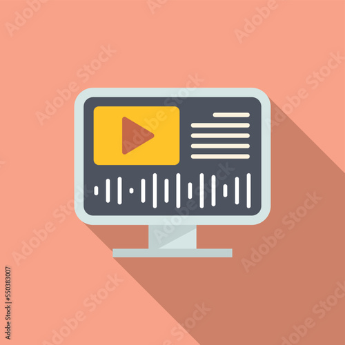 Pc edit icon flat vector. Film montage. Animation sound