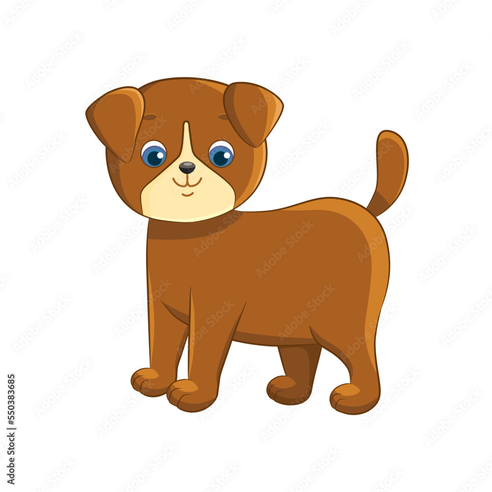Obraz premium Cute little brown puppy on a white background.