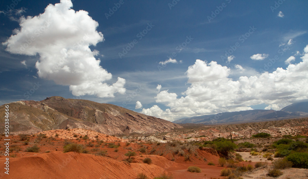 Geology. Colorful hill in the arid desert under a beautiful sky.	