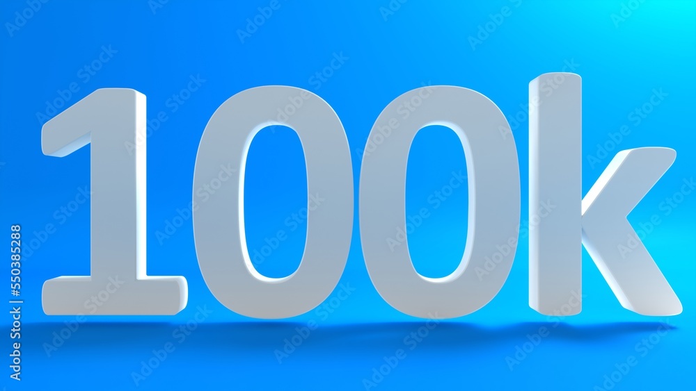 100K Followers. Achievement in 100K followers.100 000 followers background. Congratulating networking thanks, net friends abstract image, customers. 3d rendering. Isolated like and thumbs. Web banner. 100K Followers. Achievement in 100K followers.100 000 followers background. Congratulating networking thanks, net friends abstract image, customers. 3d rendering. Isolated like and thumbs. Web banner.