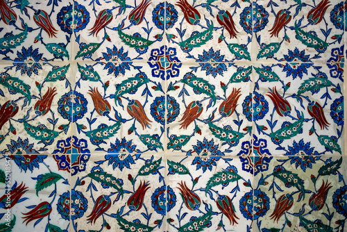 Ottoman handmade blue  tiles decoration,, Istanbul, Turkey photo