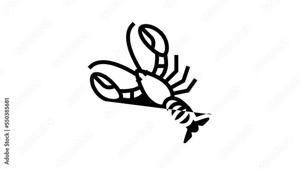 lobster seafood line icon animation lobster seafood line icon animation