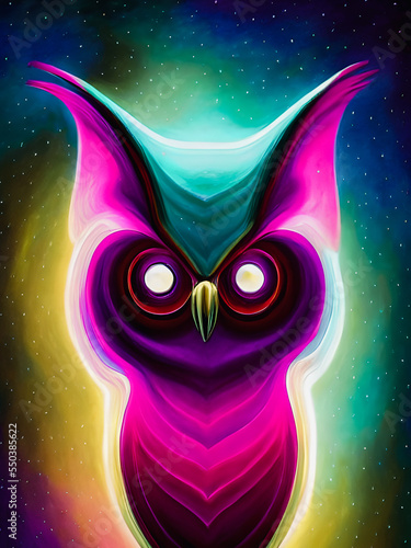 Artistic concept painting of an owl in colorful neon style © 4K_Heaven