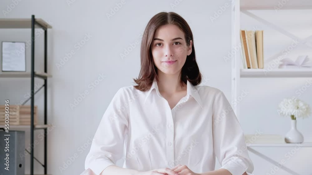 Web conference. Remote interview. Business telecommuting. Confident executive woman discussing project online at virtual office. Long video shot. Web conference. Remote interview. Business telecommuting. Confident executive woman discussing project online at virtual office. Long video shot.