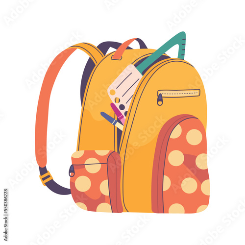 school bag with supplies