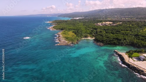 Aerial view of coastline in Jamaica