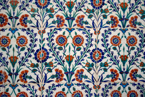 Ottoman handmade blue tiles decoration,, Istanbul, Turkey