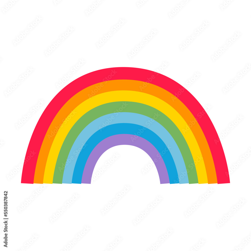 Fototapeta premium Seven color of rainbow vector illustration. Cute cloud and sun cartoon character isolated on white background