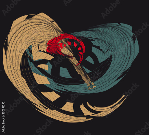 Abstract art. Dawn. Whirlpool. Trap.  Wallpaper Design. Modern. Contemporary trendy vector illustration