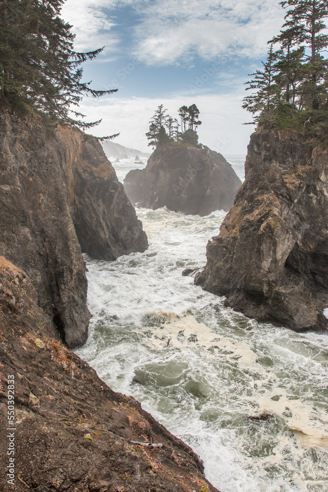 cliffs and wave, Oregon Coast, Samuel H. Boardman State Scenic Corridor, Oregon, US