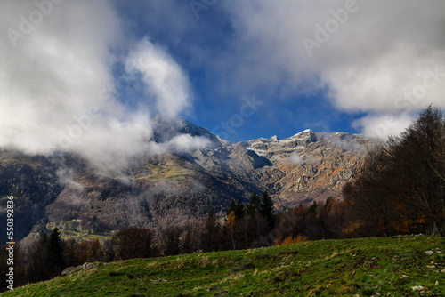 Monte Mucrone, the symbolic peak of the Biella area, cloaked in clouds