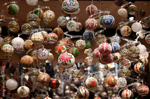 Shiny Christmas ornaments and decoration background © goce risteski