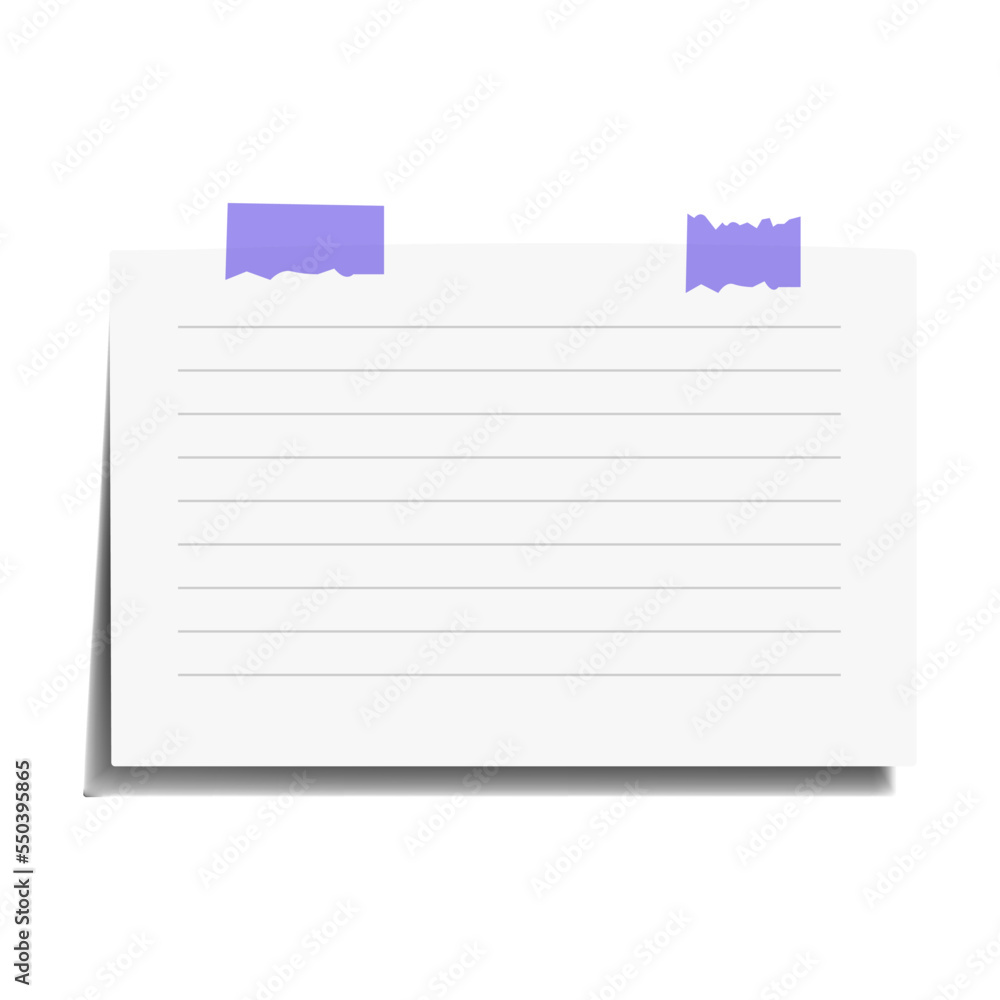 Paper message on colorful tape cartoon illustration. Paper sheet reminder for school schedule on board isolated on white Paper message on colorful tape cartoon illustration. Paper sheet reminder for school schedule on board isolated on white