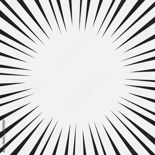 pop art comics book style radial speed line. Action background monochrome sunburst vintage illustration halftone effect.