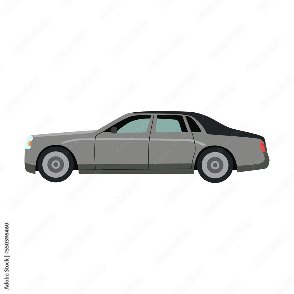 Side view of car flat vector illustration. Auto, hatchback, sedan, pickup, convertible isolated on white back