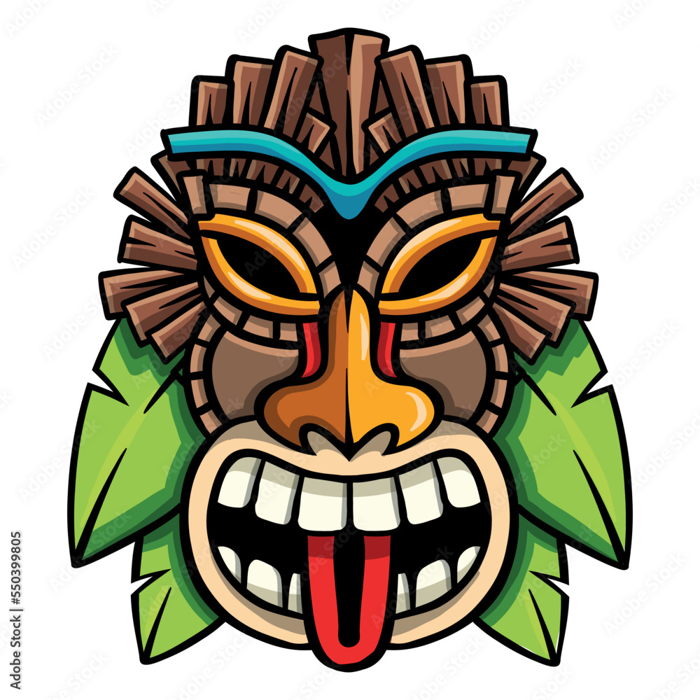 Tiki mask for surfing bar - vector illustration Tiki mask for surfing bar - vector illustration