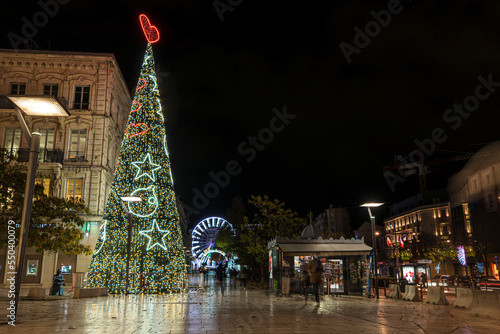 Christmas tree at Valence city by night