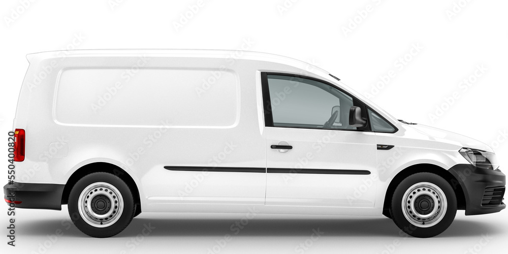 side view of van isolated on empty background for mockup
