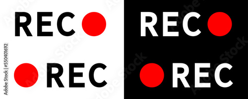 REC icon vector. Record "signature" icon. Symbol isolated on white, black background. EPS 10