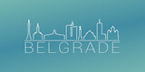 Belgrade, Serbia Skyline Linear Design. Flat City Illustration Minimal Clip Art. Background Gradient Travel Vector Icon.