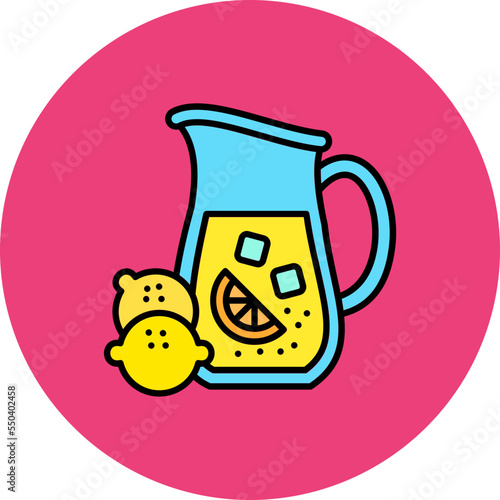 Lemonade Multicolor Circle Filled Line Icon