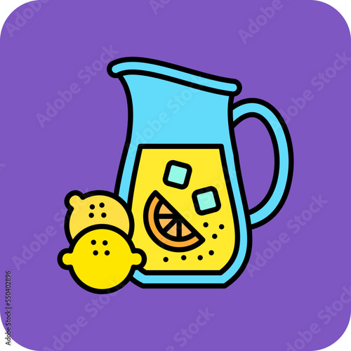 Lemonade Multicolor Round Corner Filled Line Icon