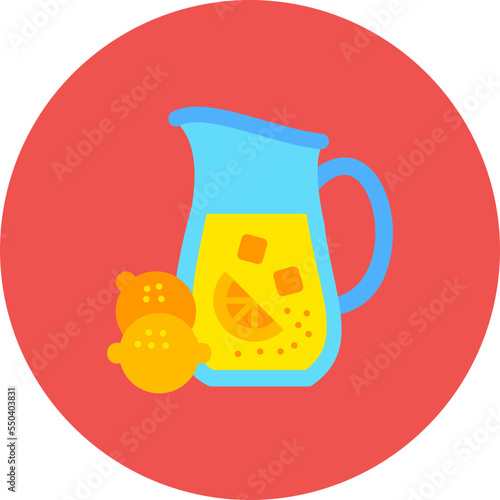 Lemonade Multicolor Circle Flat Icon