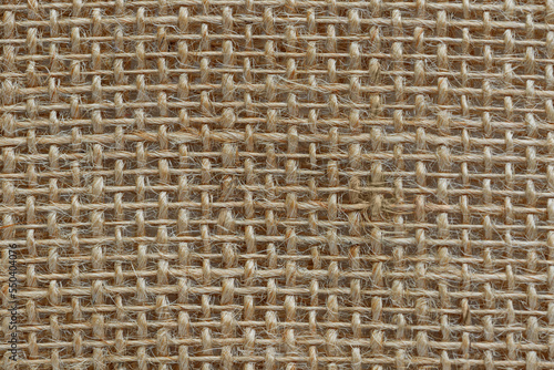 Burlap natural fabric background. Close up texture of sackcloth