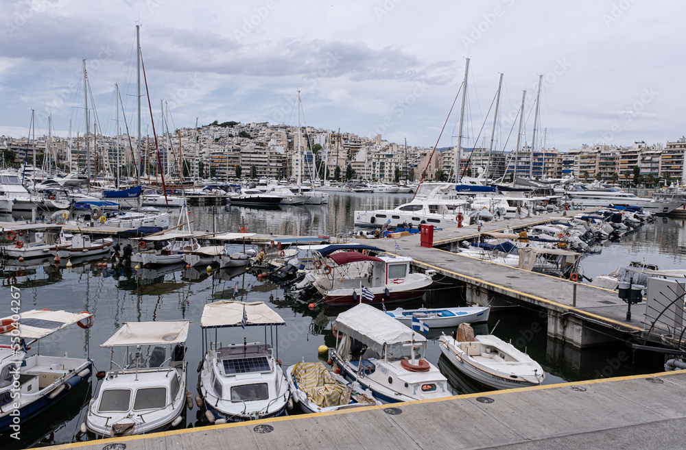 Boats and Yachts in the Marina of Pireus, Athens, Greece