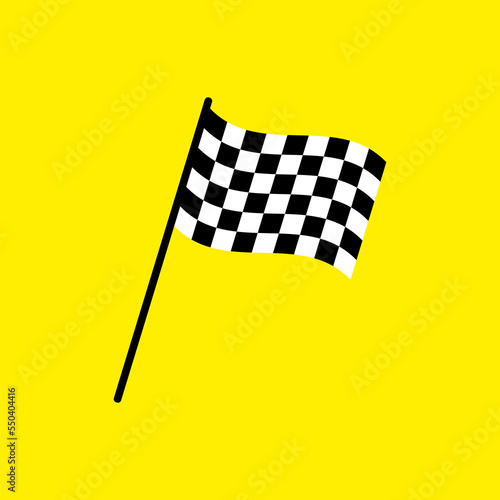 Flag with checkered surface. Competitive items for finishing and start in championships and competitions with black and white squares for auto and vector motocross