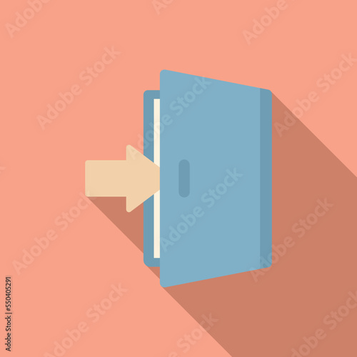 Open door icon flat vector. Computer interface. User internet