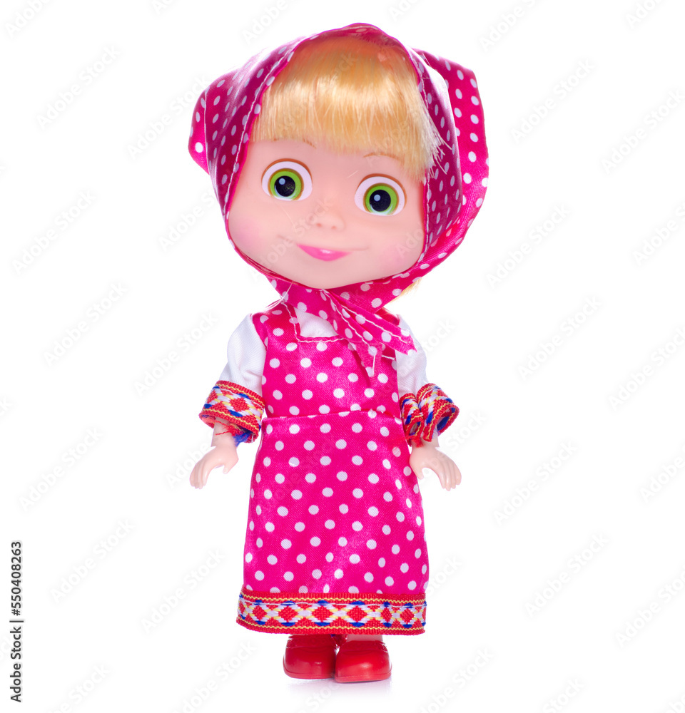 doll girl toy on white background isolation