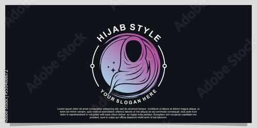 Hijab style logo design for hijab or scarf fashion muslimah with unique concept Premium Vector Part 9