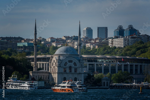 Istanbul Bosphorus panoramic photo. Istanbul landscape beautiful sunset with clouds  . Best tourist destination Turkey. Travel and business concept.
