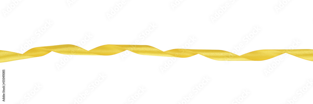 Yellow twisted ribbon isolated with clipping path