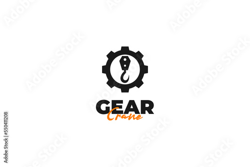 Gear crane logo design vector template illustration idea