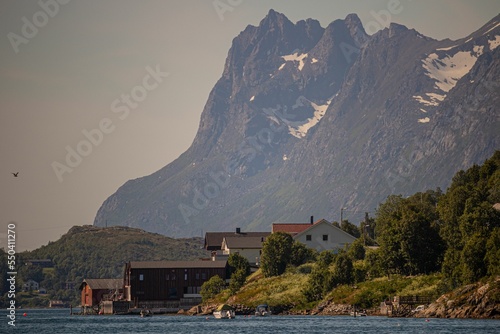 Beautiful landscape of Ersfjordbotn village in Tromso Municipality of Norway photo