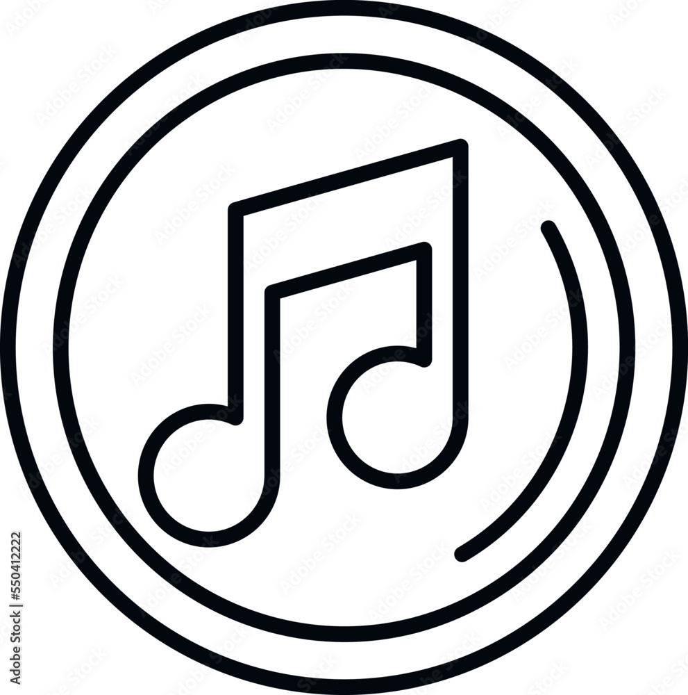 Music button icon outline vector. Web interface. Time design Music button icon outline vector. Web interface. Time design