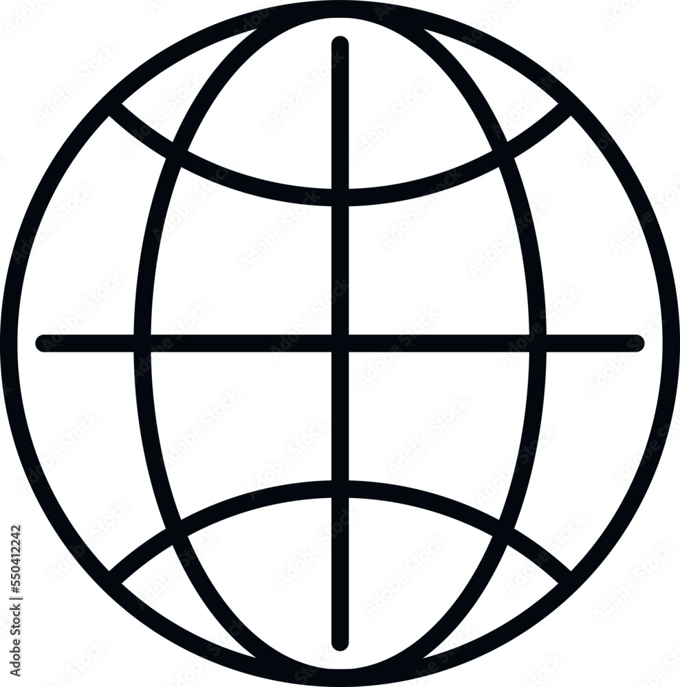Globe icon outline vector. Computer window. Web tab